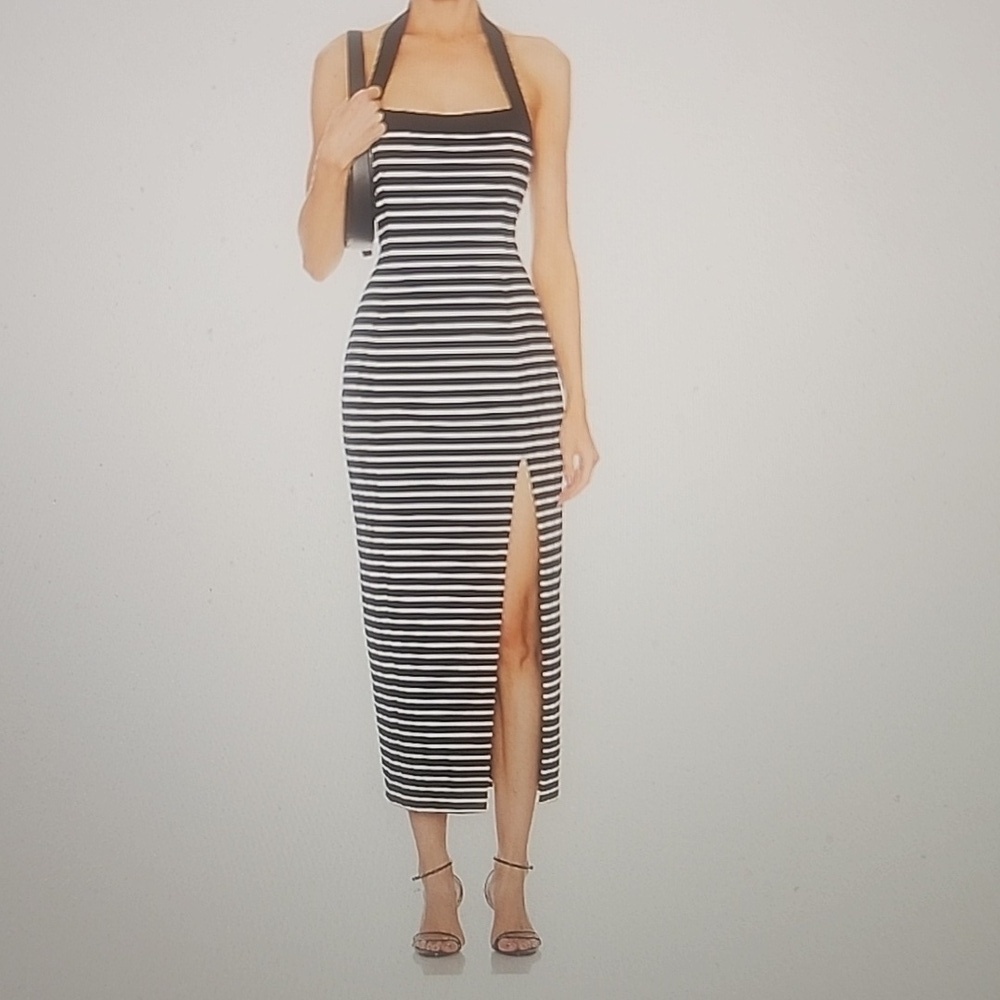 NICHOLAS JANE CONTRAST SQUARE NECK MIDI DRESS SIZE M